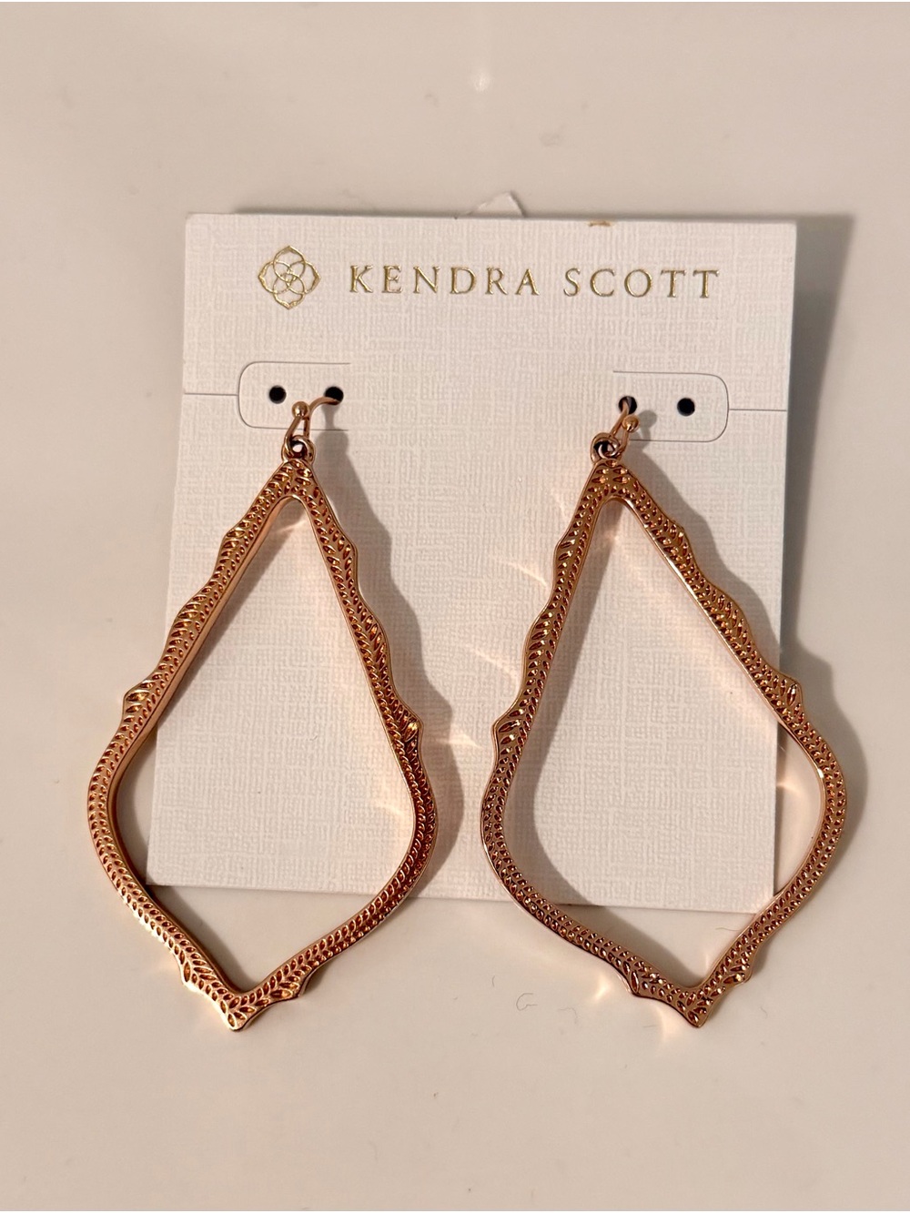 Kendra Scott Rose Gold Textured Openwork Diamond Hoop Earrings